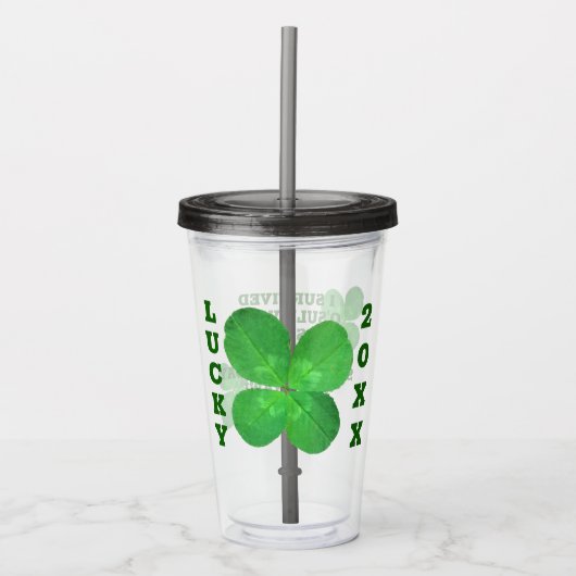 4 Leaf Clover Cool Irish Bar Pub Promotion Acryl Drinkbeker (Voorkant)