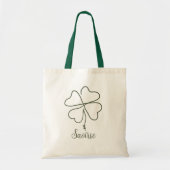 4 Leaf Clover Flower Persoonlijke naam Tote Bag (Voorkant)