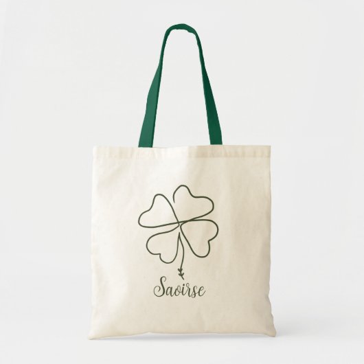 4 Leaf Clover Flower Persoonlijke naam Tote Bag (Voorkant)
