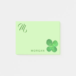 4 Leaf Clover Fun Green Monogram Gepersonaliseerd Post-it® Notes