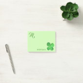 4 Leaf Clover Fun Green Monogram Gepersonaliseerd Post-it® Notes (Kantoor)