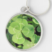 4 Leaf Clover Good Luck Charm Sleutelhanger (Voorkant)