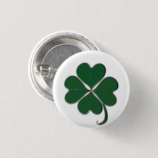 4 Leaf Clover Irish Shamrock Ronde Button 3,2 Cm (Voorkant /achterkant)