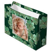 4 Leaf Clover Lijst +Foto Forest Green Groot Cadeauzakje (Voorkant Gekanteld)