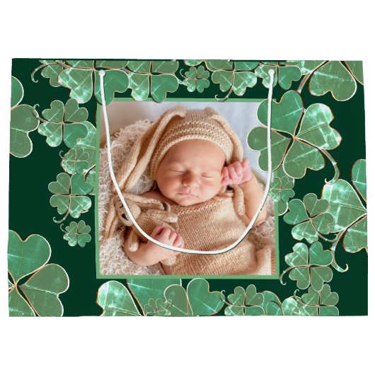 4 Leaf Clover Lijst +Foto Forest Green Groot Cadeauzakje (Achterkant)