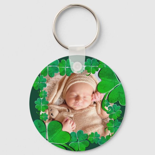 4 Leaf Clover-Lijst+Foto-Sleutelhanger Sleutelhanger (Voorkant)
