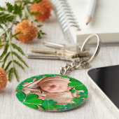 4 Leaf Clover-Lijst+Foto-Sleutelhanger Sleutelhanger (Zijkant)