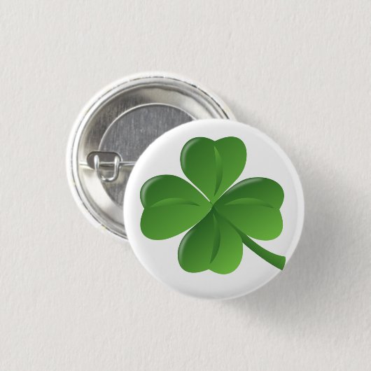4 Leaf Clover Lucky Pin Ronde Button 3,2 Cm (Voorkant /achterkant)