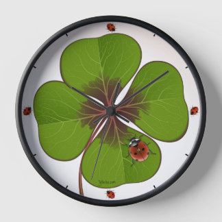 4-LEAF-KLEUR met LADY BUG-wandklok
