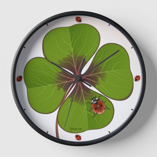 4-LEAF-KLEUR met LADY BUG-wandklok (Voorkant)