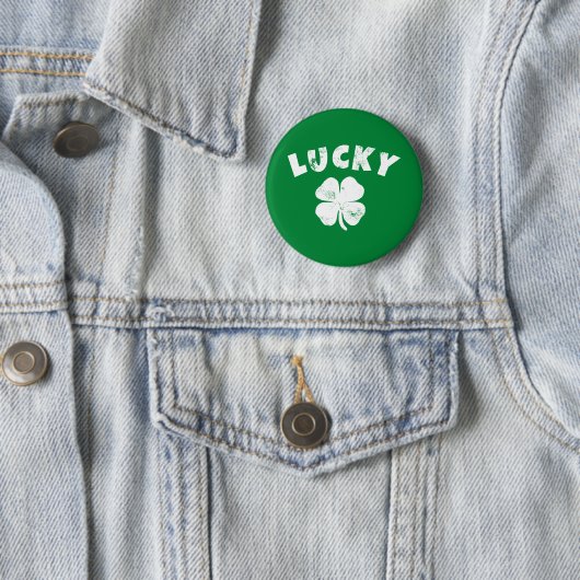 4 Leaf Lucky Clover St. Patrick's Day Ronde Button 5,7 Cm (In situ)