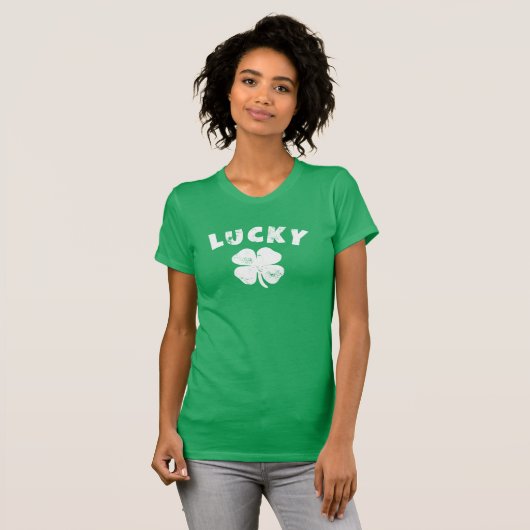 4 Leaf Lucky Clover St. Patrick's Day T-Shirt (Voorkant volledig)