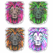 4 Leeuwenkop stickers - Leeuw stickers (Voorkant)
