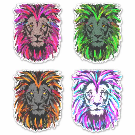 4 Leeuwenkop stickers - Leeuw stickers (Voorkant)