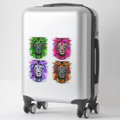 4 Leeuwenkoppen sticker - Leeuw stickers (Koffer)