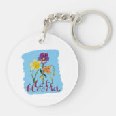 4 lente- en zomerbloemen met fancy tekst sleutelhanger (Achterkant)