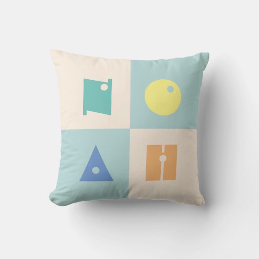 4 letter baby jongen naam kleurrijke kwekerij kussen (Voorkant)