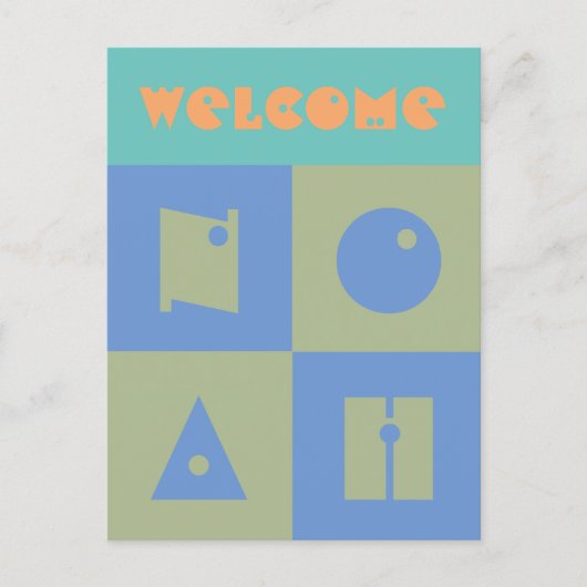 4 letter baby jongen naam pasgeborene felicitatiek briefkaart (Voorkant)