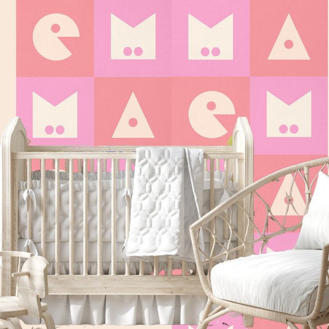 4 letter baby naam roze kinderkamer decor wallpape behang (Creator heeft geüpload)