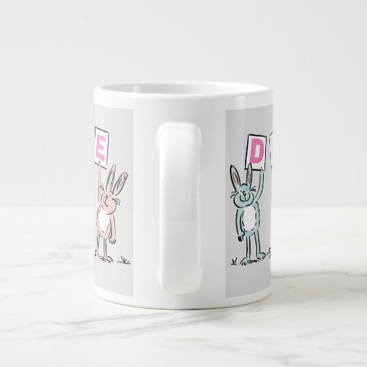 4 Letter-naam Fun Rabbit Design Grote Koffiekop (Achterkant)