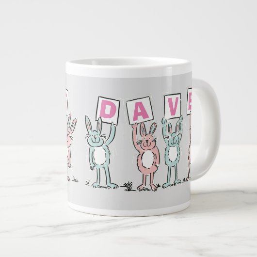 4 Letter-naam Fun Rabbit Design Grote Koffiekop (Voorkant rechts)