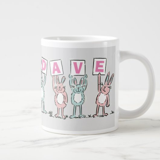 4 Letter-naam Fun Rabbit Design Grote Koffiekop (Rechts)