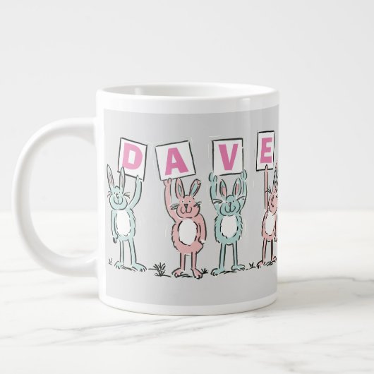 4 Letter-naam Fun Rabbit Design Grote Koffiekop (Links)