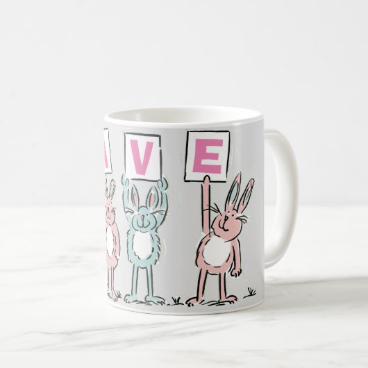 4 Letter-naam Fun Rabbit Design Koffiemok (Voorkant rechts)