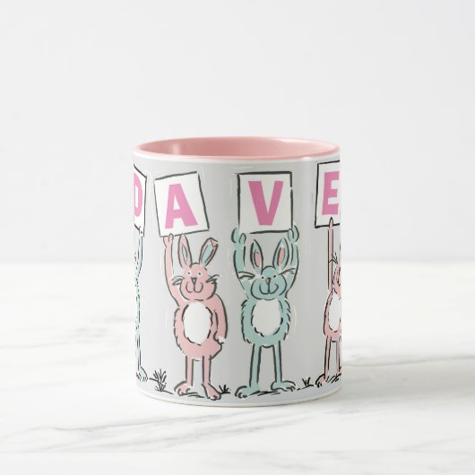 4 Letter-naam Fun Rabbit Design Mok (Midden)
