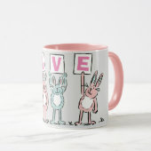 4 Letter-naam Fun Rabbit Design Mok (Voorkant rechts)
