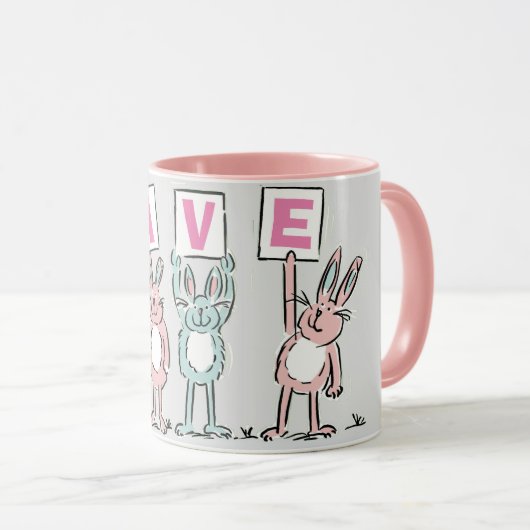 4 Letter-naam Fun Rabbit Design Mok (Voorkant rechts)