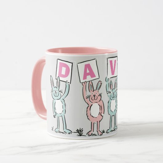 4 Letter-naam Fun Rabbit Design Mok (Voorkant links)