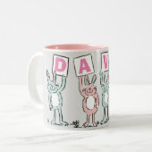 4 Letter-naam Fun Rabbit Design Tweekleurige Koffiemok (Voorkant links)