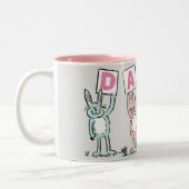 4 Letter-naam Fun Rabbit Design Tweekleurige Koffiemok (Links)