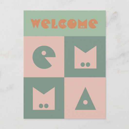 4 letter naam nieuwe baby meisje ouders felicitati briefkaart (Voorkant)