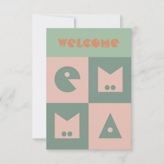 4 letters Pasgeboren baby meisje naam felicitatie Bedankkaart (Voorkant)