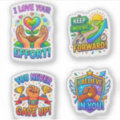 +4 Leuke Motiverende Stickers voor Kinderen & Stud (Voorkant)