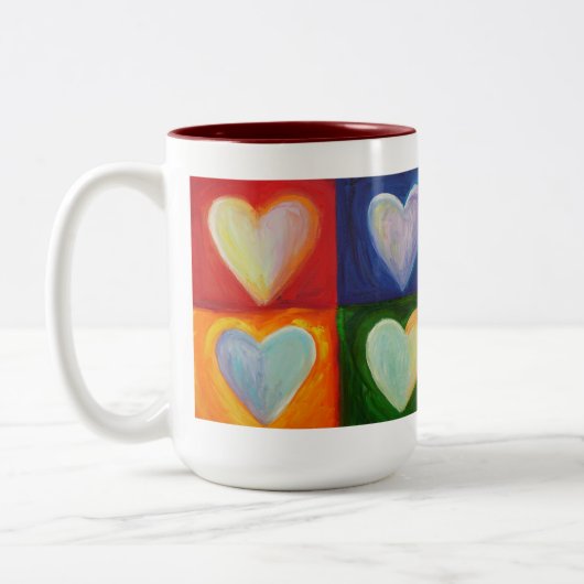 4 Liefde maakt kunst aangepaste koffie-Mok Tweekleurige Koffiemok (Links)