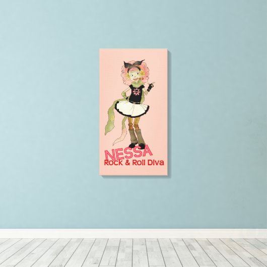 4 Little Monsters - Nessa Canvas Afdruk (Insitu (Houten vloer))