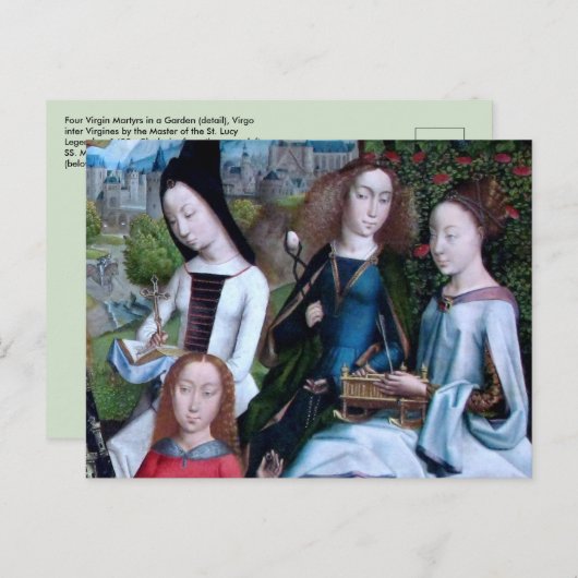 4 Maagdarmmartelaars in een tuin (met vermelding v Briefkaart (Voorkant / Achterkant)