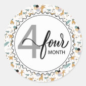 4-maands-Baby Giraffes en ballonnen Ronde Sticker (Voorkant)