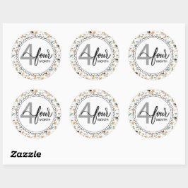 4-maands-Baby Giraffes en ballonnen Ronde Sticker