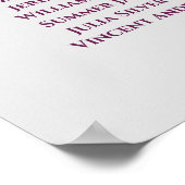 4 Magenta voor tafelbruiloft op grijs Poster (Hoek)
