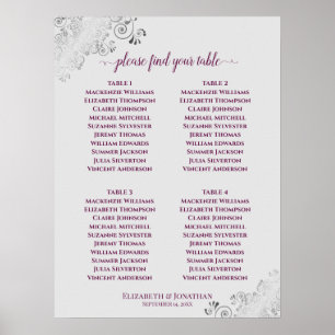 4 Magenta voor tafelbruiloft op grijs Poster