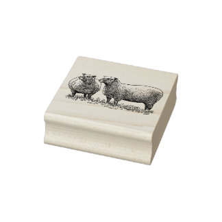 4 maten rubber stempel antiek afbeelding Schaap