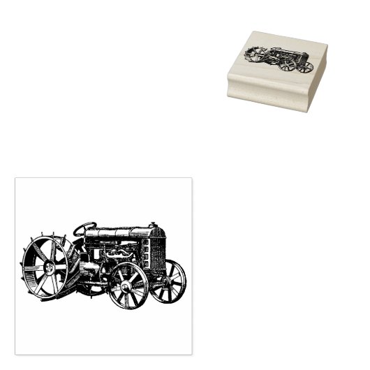 4 maten rubber stempel retro afbeelding Tractor (Gestempeld)