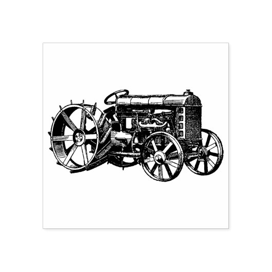 4 maten rubber stempel retro afbeelding Tractor (Afrduk)