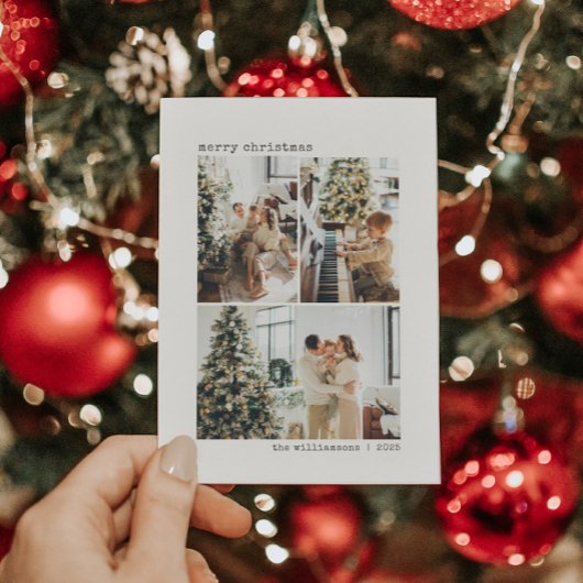 4 Minimale kerstdagen voor fotocollage-inktschrijf Feestdagenkaart