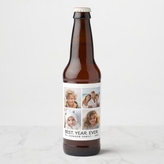 4 minimalistisch fotocollage - Beste jaar ooit Bier Etiket (Voorkant)