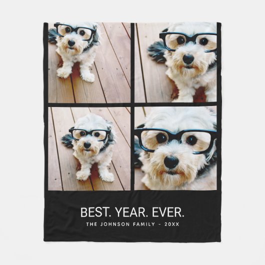 4 minimalistisch fotocollage - Beste jaar ooit Fleece Deken (Voorkant)
